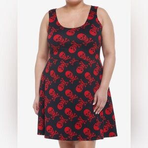 Hot Topic Social Collision Red skull w/ heart eyes  Print tank Dress size 4X